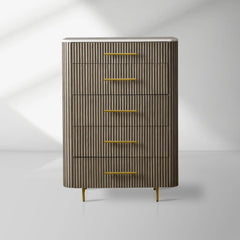 Finnley Wood Five-Drawer Dresser with Marble Top Drawer Chest Cabinet