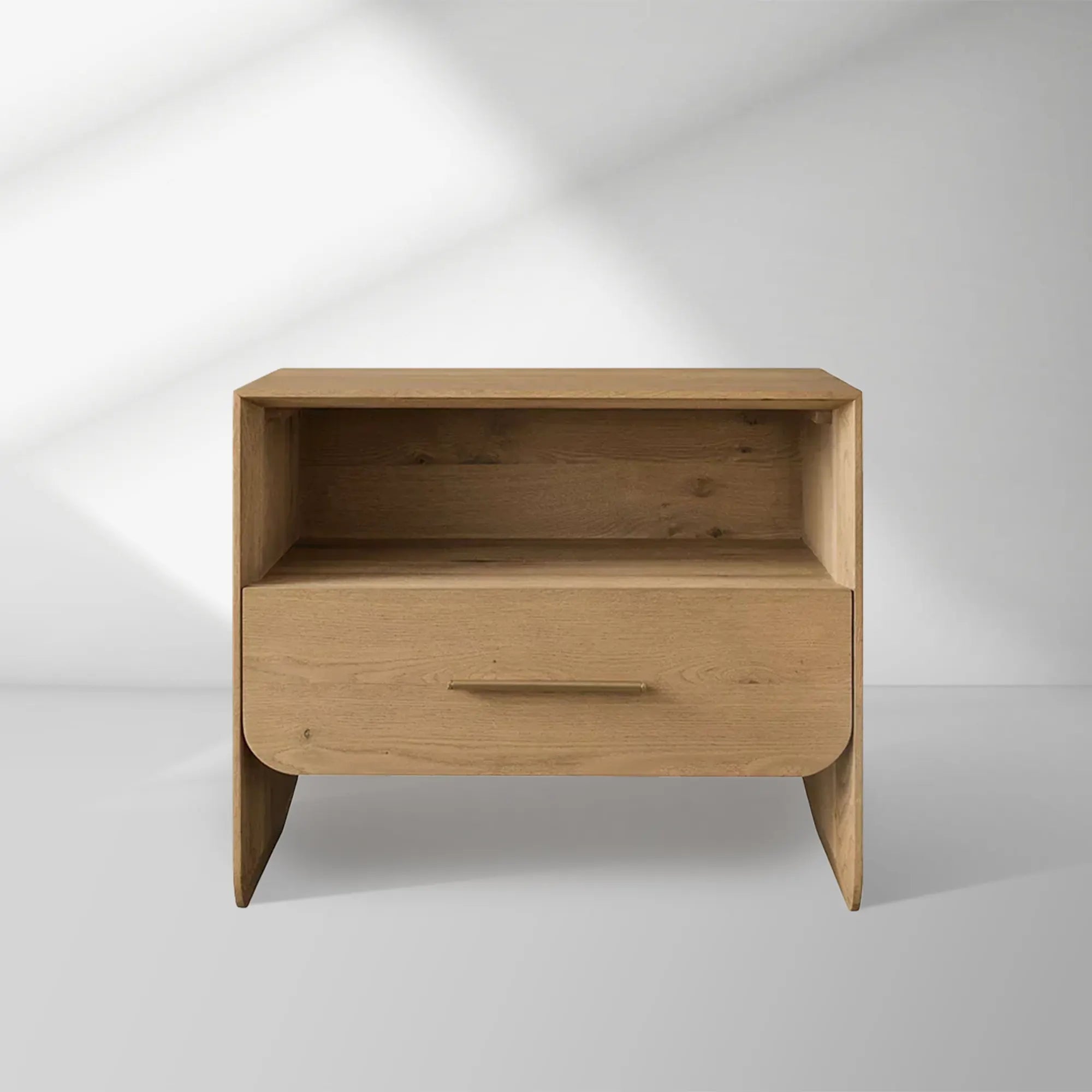 Felton Open Nightstand Oak Bedside Cabinet with Drawer & Shelf