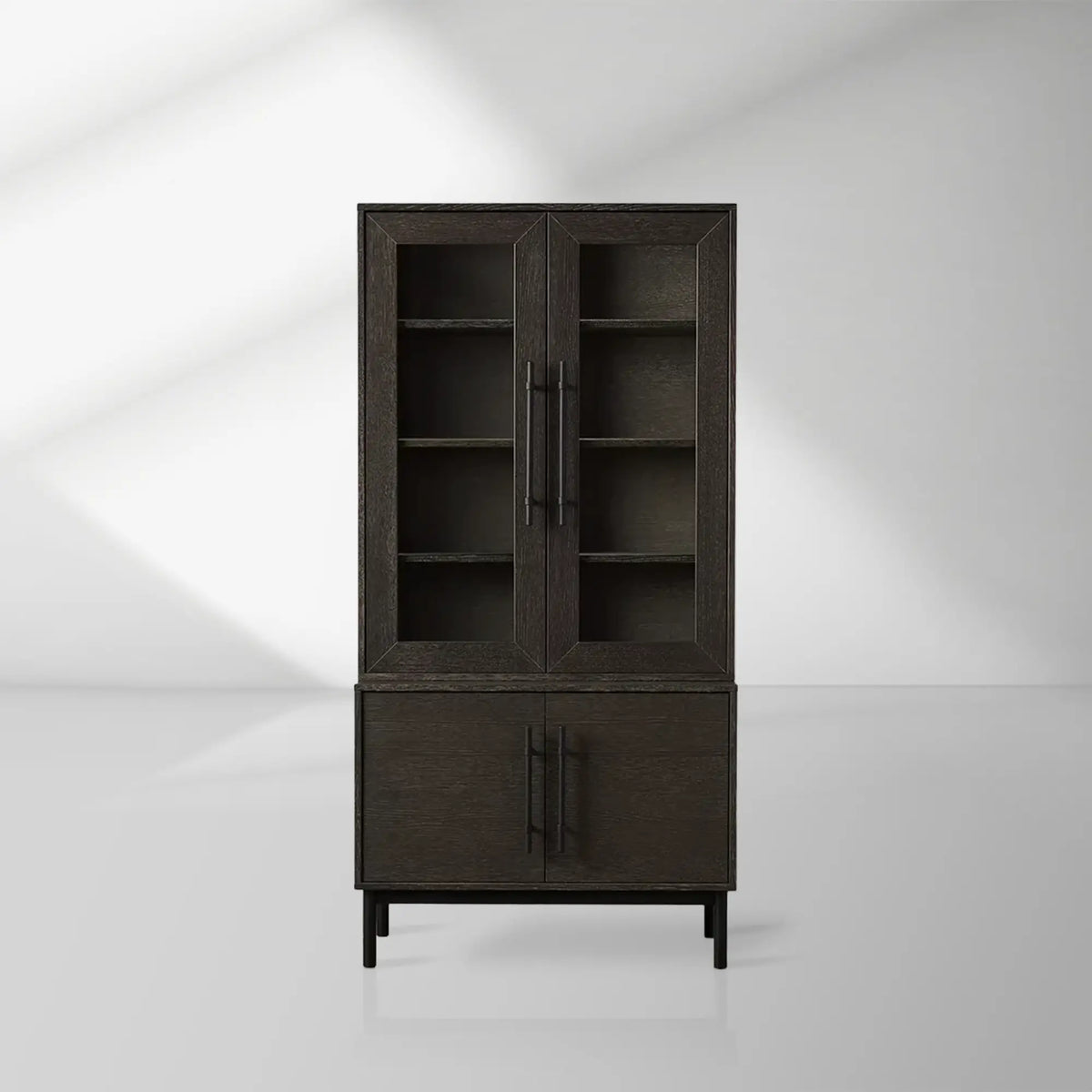 Sullivan Oak Wood Rustic Display Cabinet