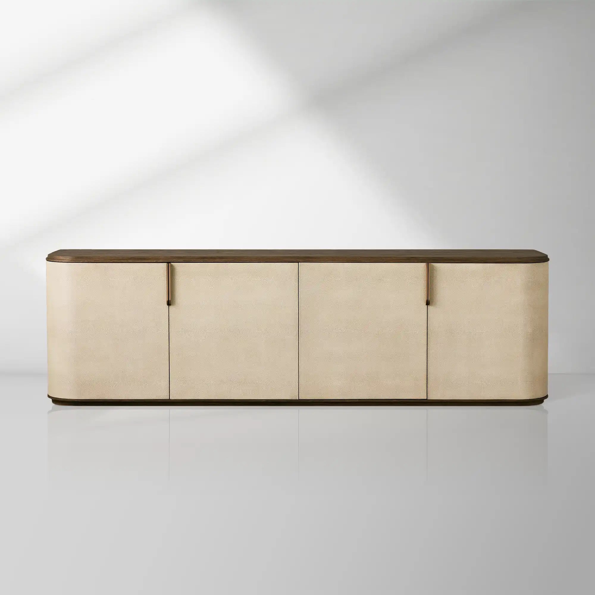 Harrow Media Console Wood Entertainment Centers &TV Stands Faux Shagreen Finish