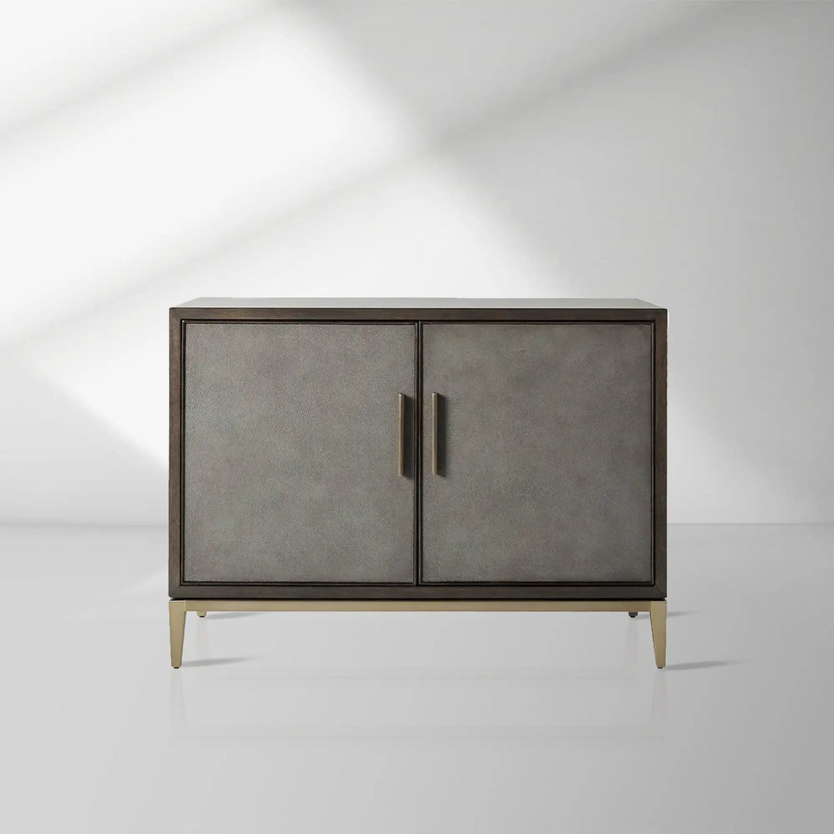 Malone Two-Door Wood Buffet Cabinet Sideboard With Leather Accents