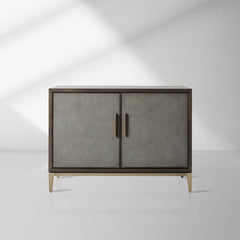 Malone Two-Door Wood Buffet Cabinet Sideboard With Leather Accents