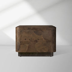 Polanco Wood Closed Nightstand Mosaic Surface Bedside Table