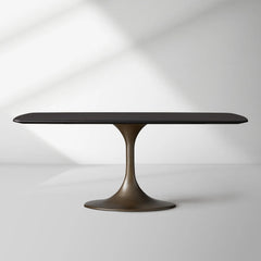 Saint Germain Solid Wood Dining Table with Steel Base