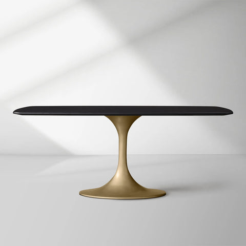 Saint Germain Solid Wood Dining Table with Steel Base