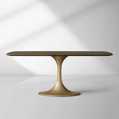 Saint Germain Solid Wood Dining Table with Steel Base