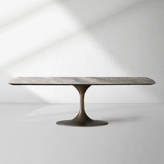 Vincenza Marble-Look Ceramic Dining Table with Steel Base