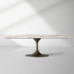 Vincenza Marble-Look Ceramic Dining Table with Steel Base