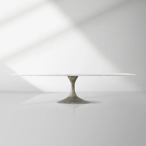 Aero Mid-Century Modern Stone Top Dining Table with Matte Steel Base