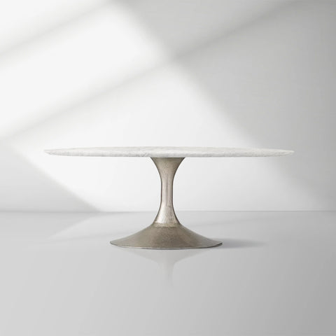 Aero Natural Stone Oval Dining Table with Steel Base