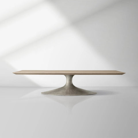 Aero Mid-Century Modern Wood Coffee Table with Cast Steel Base