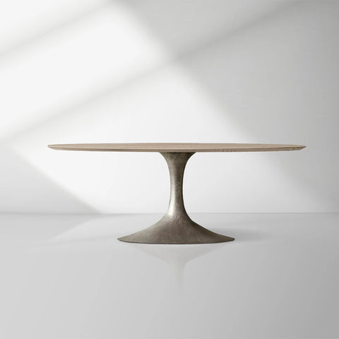 Aero Mid-Century Modern Oval Dining Table with Steel Base