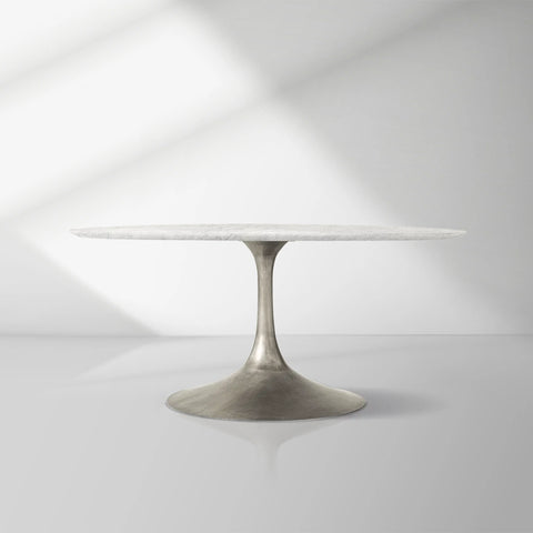Aero Round Organic Stone Dining Table with Steel Base