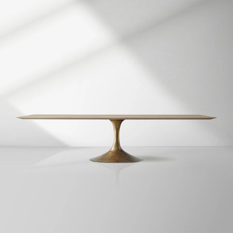 Aero Wood Rectangle Dining Table with Matte Steel Base