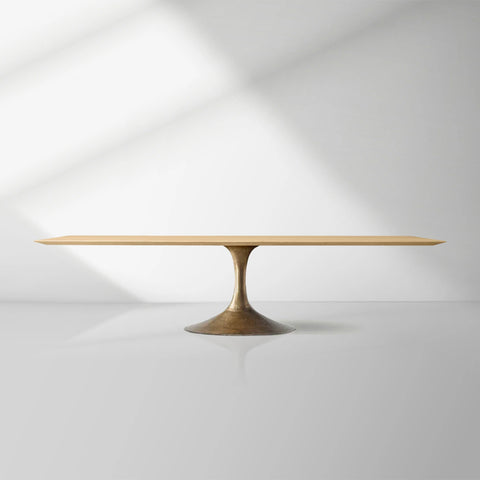 Aero Wood Rectangle Dining Table with Matte Steel Base