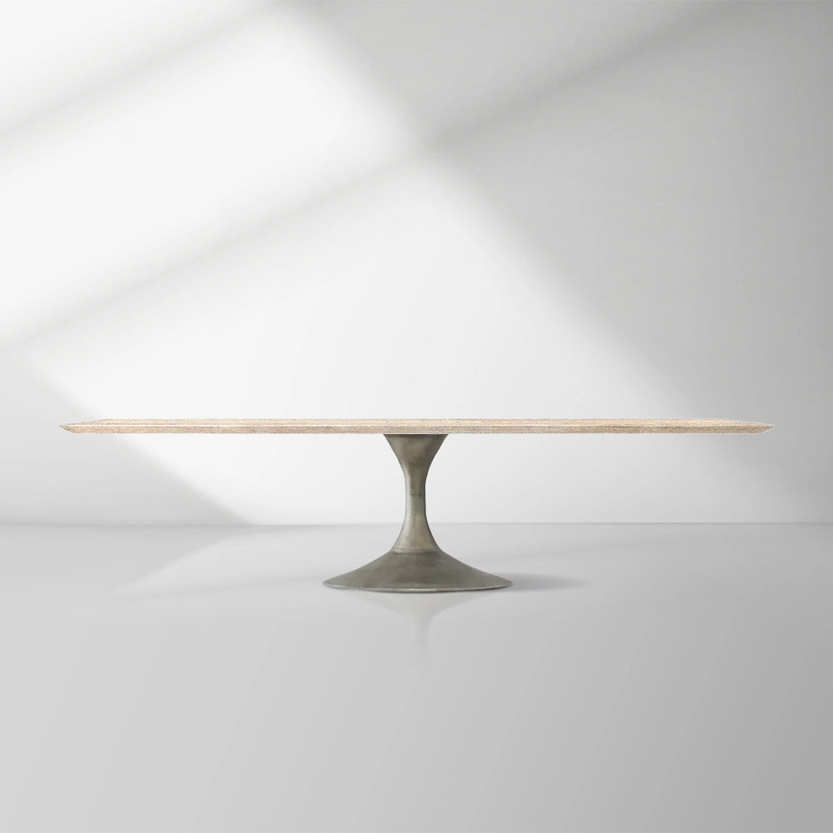Aero Mid-Century Modern Stone Top Dining Table with Matte Steel Base