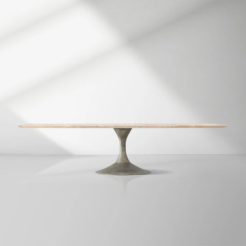Aero Mid-Century Modern Stone Top Dining Table with Matte Steel Base