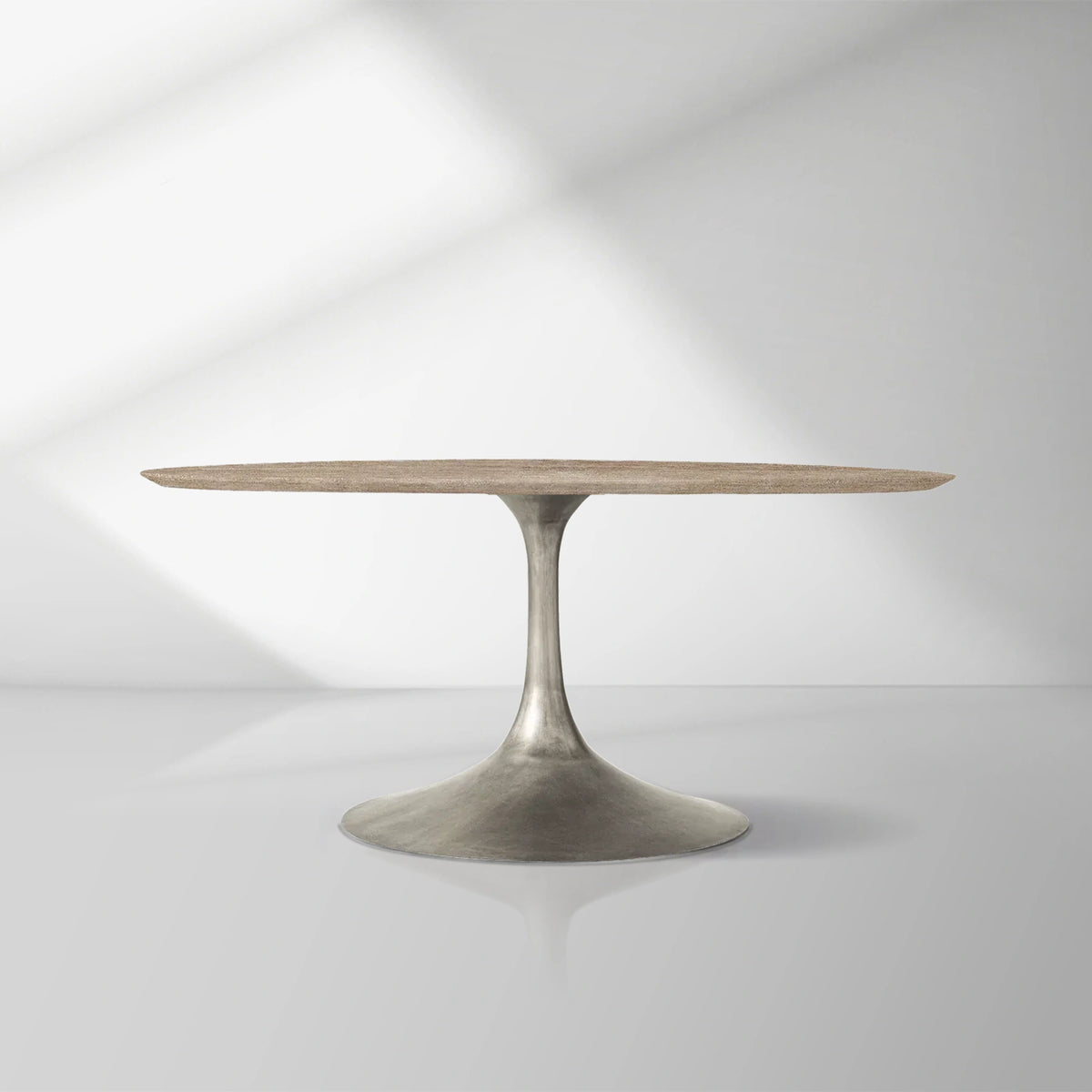 Aero Round Organic Stone Dining Table with Steel Base