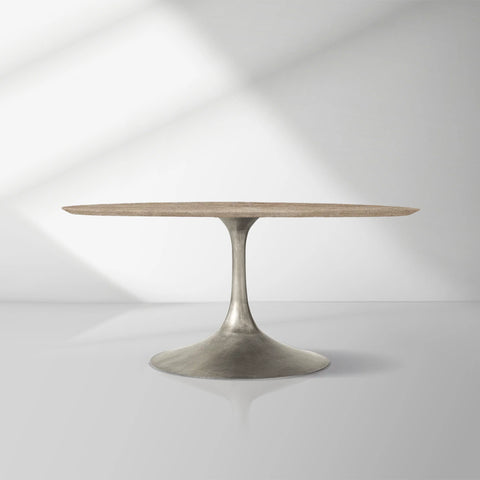 Aero Round Organic Stone Dining Table with Steel Base