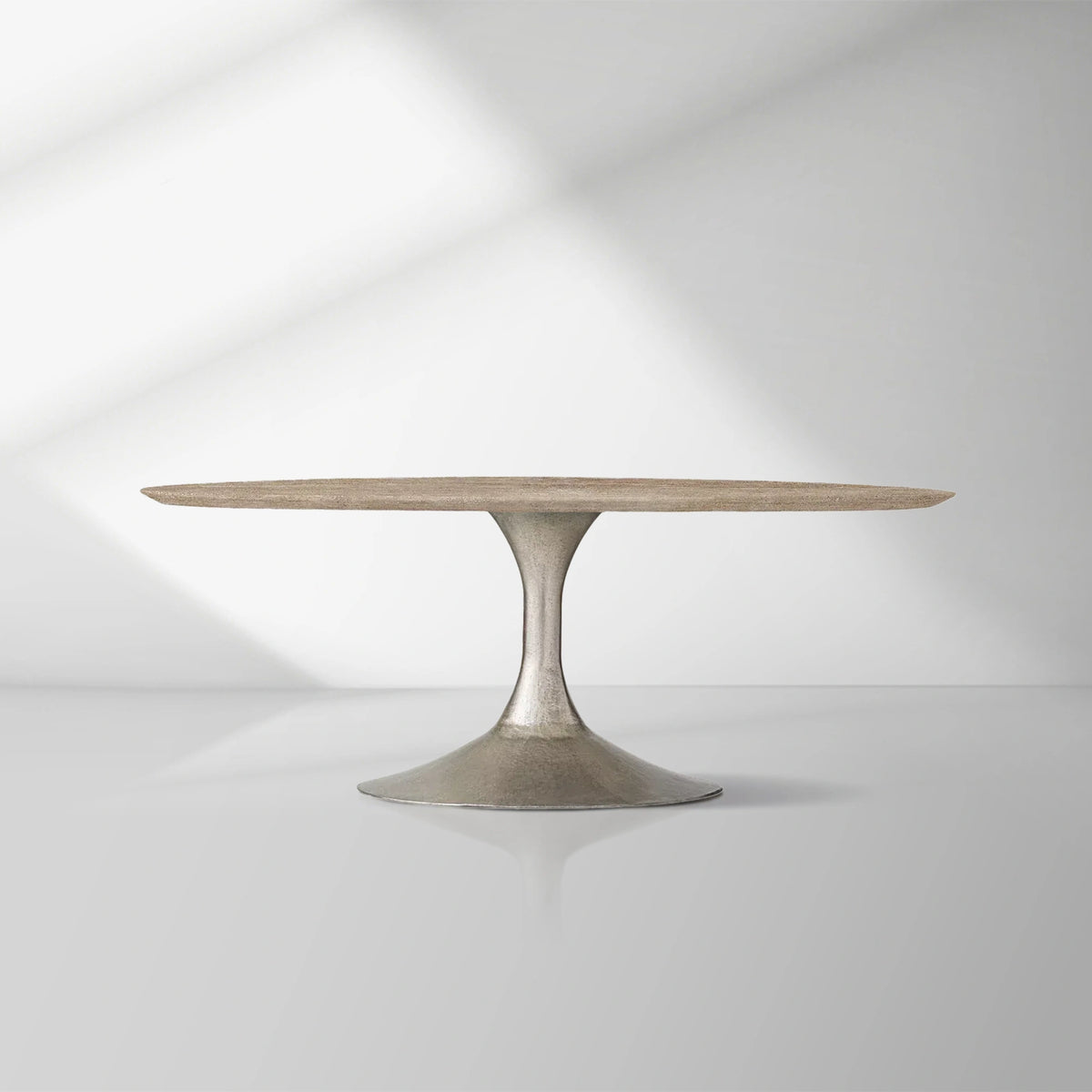 Aero Natural Stone Oval Dining Table with Steel Base