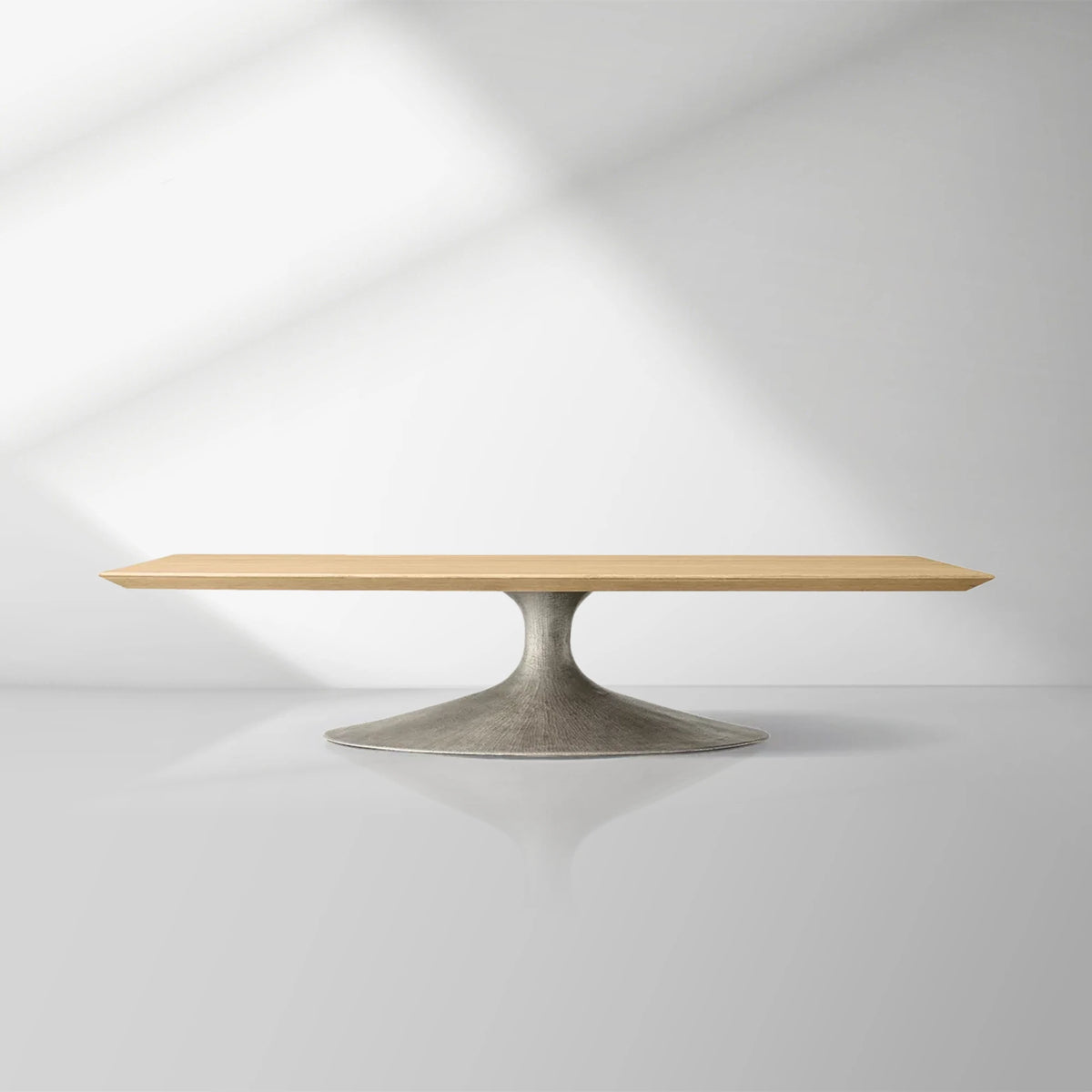 Aero Mid-Century Modern Wood Coffee Table with Cast Steel Base