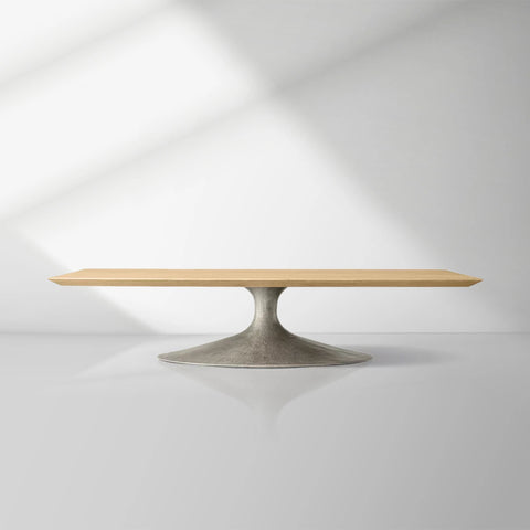 Aero Mid-Century Modern Wood Coffee Table with Cast Steel Base