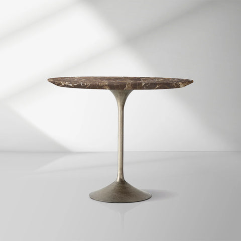 Aero Handcrafted Stone Bistro Table with Steel Base