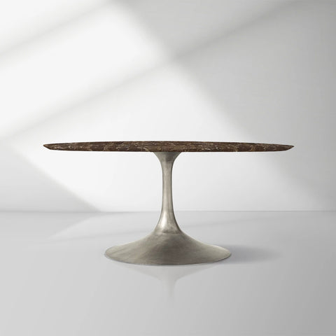 Aero Round Organic Stone Dining Table with Steel Base