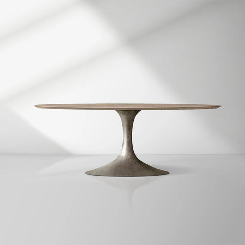 Aero Mid-Century Modern Oval Dining Table with Steel Base