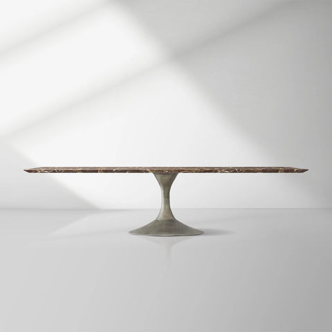 Aero Mid-Century Modern Stone Top Dining Table with Matte Steel Base