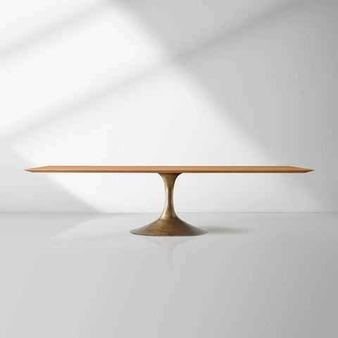 Aero Wood Rectangle Dining Table with Matte Steel Base