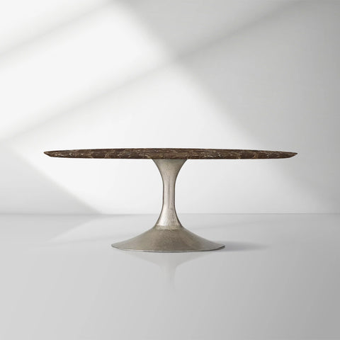 Aero Natural Stone Oval Dining Table with Steel Base