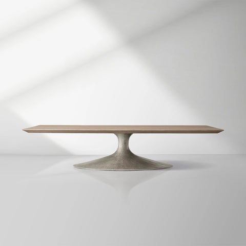 Aero Mid-Century Modern Wood Coffee Table with Cast Steel Base