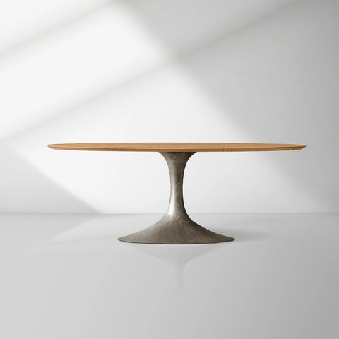 Aero Mid-Century Modern Oval Dining Table with Steel Base