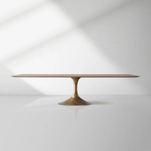 Aero Wood Rectangle Dining Table with Matte Steel Base