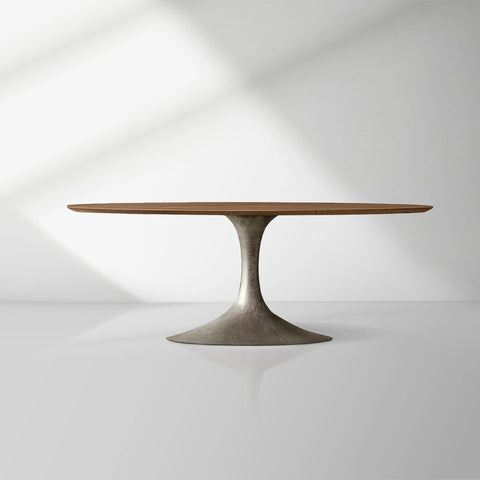 Aero Mid-Century Modern Oval Dining Table with Steel Base