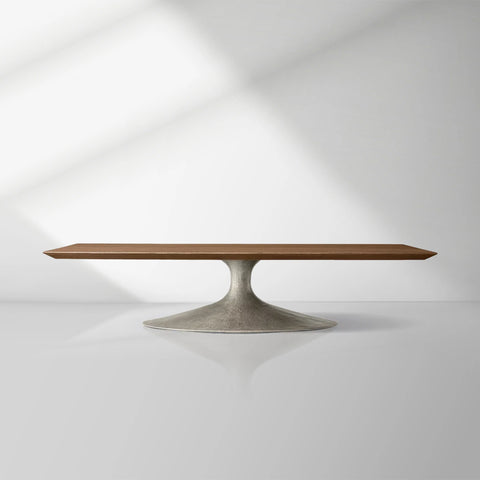 Aero Mid-Century Modern Wood Coffee Table with Cast Steel Base