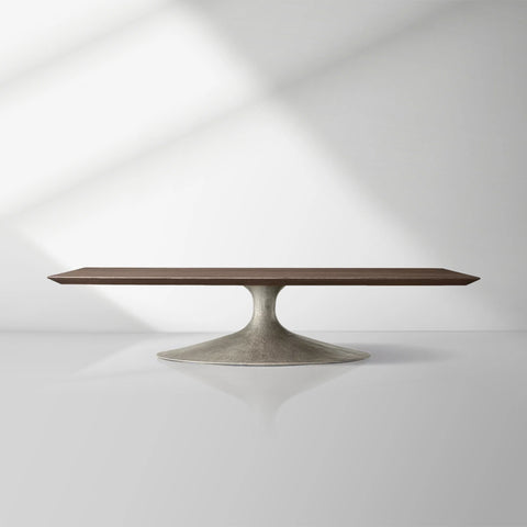 Aero Mid-Century Modern Wood Coffee Table with Cast Steel Base