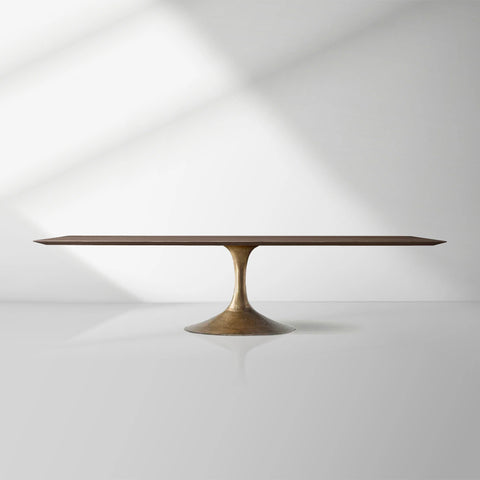 Aero Wood Rectangle Dining Table with Matte Steel Base
