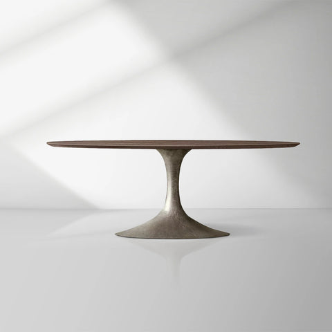 Aero Mid-Century Modern Oval Dining Table with Steel Base
