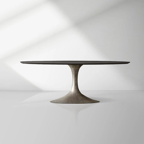 Aero Mid-Century Modern Oval Dining Table with Steel Base