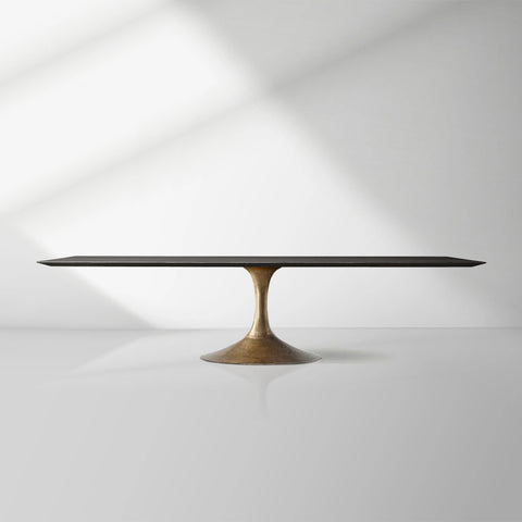 Aero Wood Rectangle Dining Table with Matte Steel Base