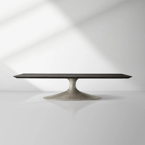 Aero Mid-Century Modern Wood Coffee Table with Cast Steel Base