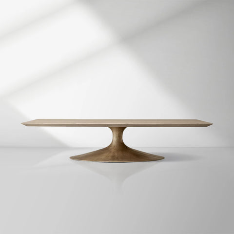 Aero Mid-Century Modern Wood Coffee Table with Cast Steel Base