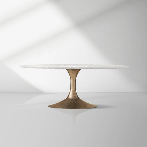 Aero Natural Stone Oval Dining Table with Steel Base