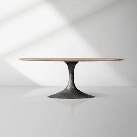 Aero Mid-Century Modern Oval Dining Table with Steel Base