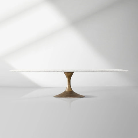 Aero Mid-Century Modern Stone Top Dining Table with Matte Steel Base