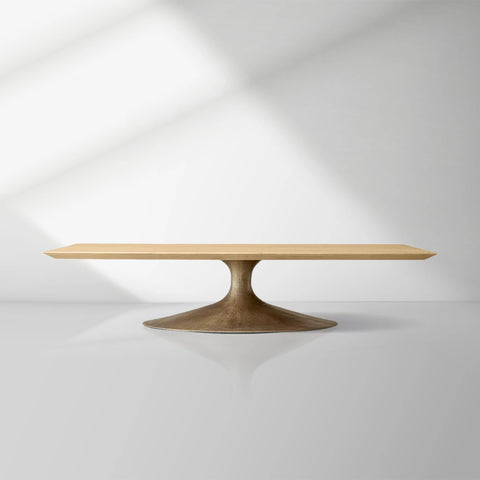 Aero Mid-Century Modern Wood Coffee Table with Cast Steel Base