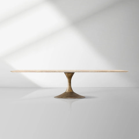 Aero Mid-Century Modern Stone Top Dining Table with Matte Steel Base