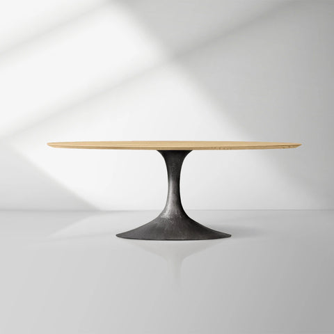 Aero Mid-Century Modern Oval Dining Table with Steel Base